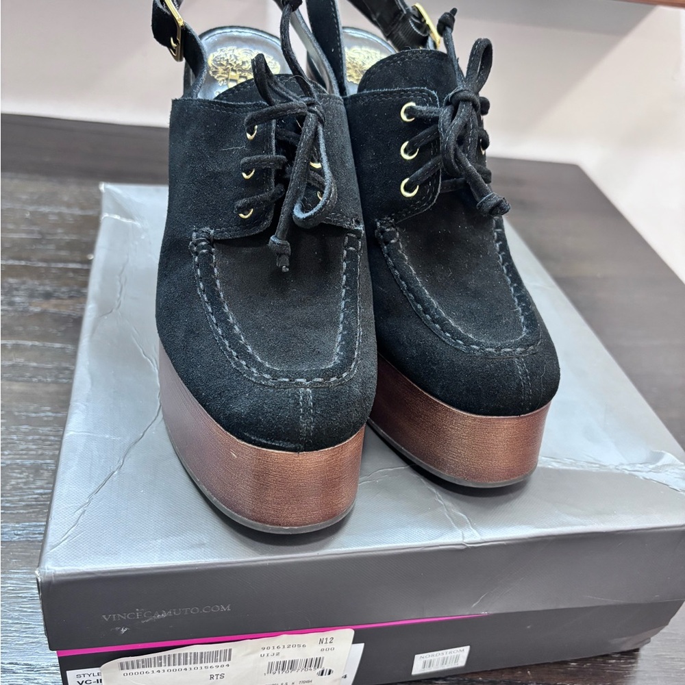 Vince Camuto Black and Brown Platform mules style INERTA